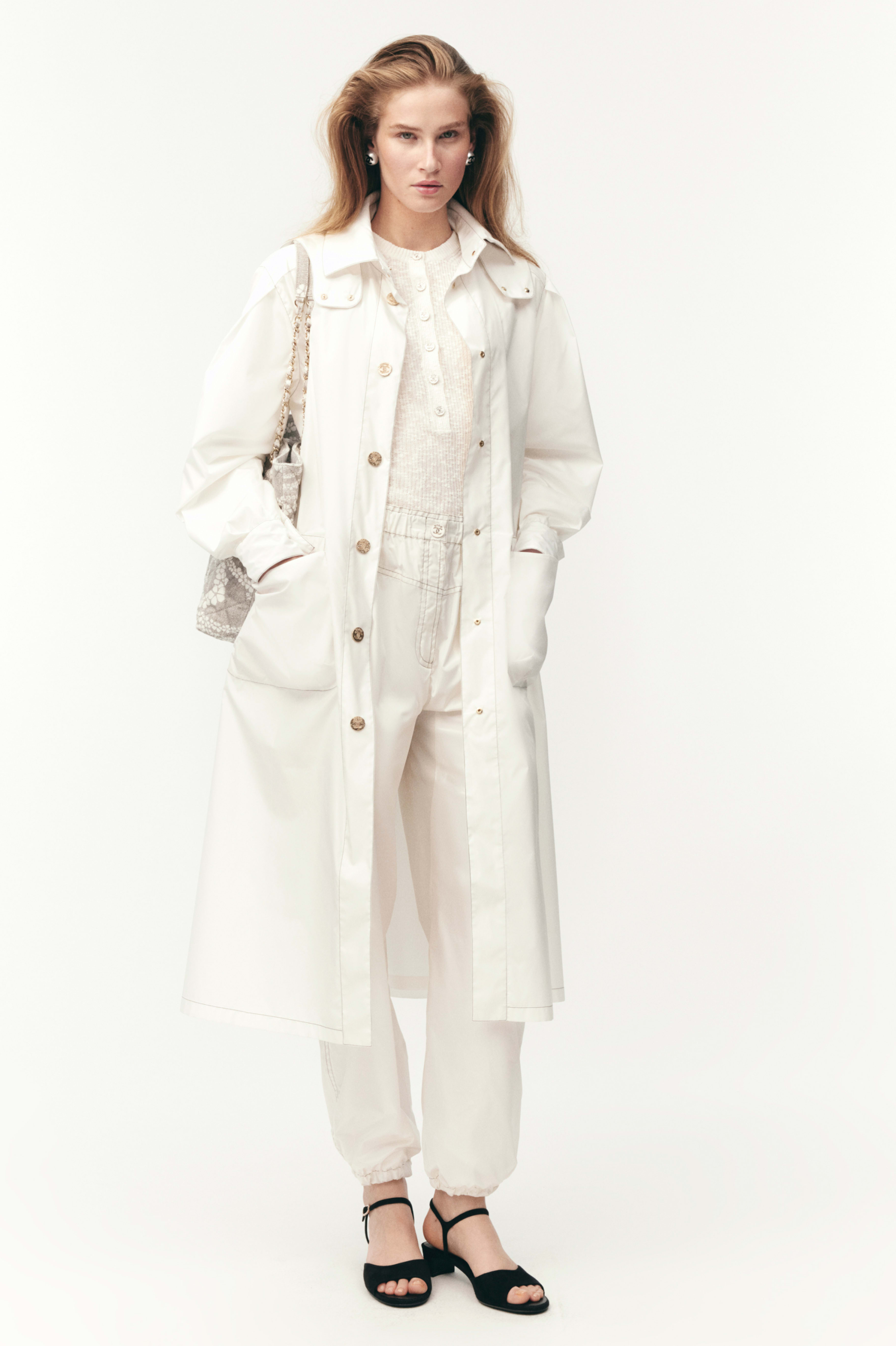 Trenchcoat - Weiß - Seidentaft - Standardansicht
